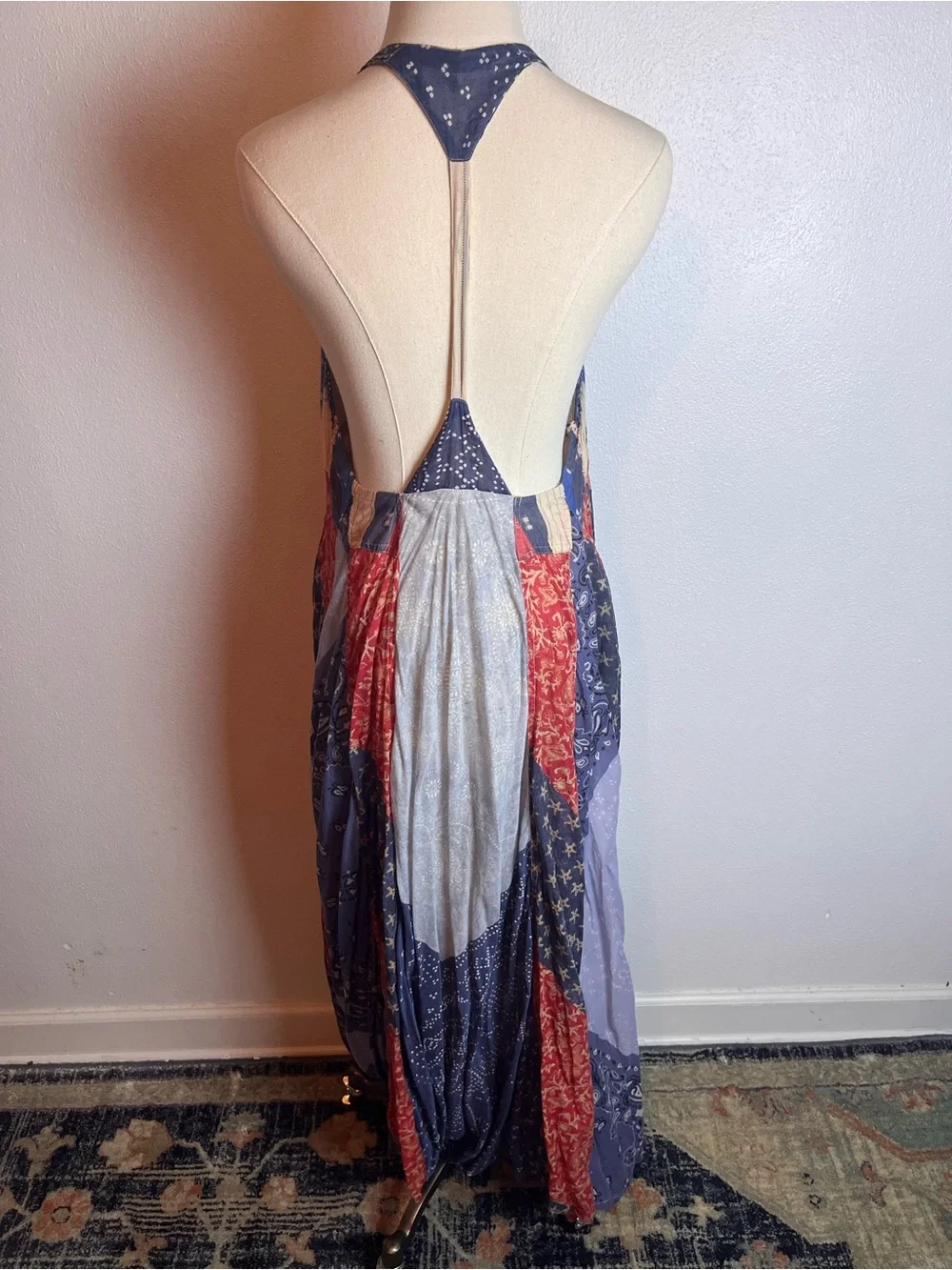 Free People Patchwork American Flag Halter Dress Red, White, Blue 100% Cotton - Picture 4 of 6